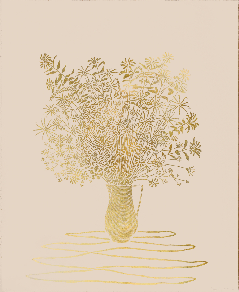 Aurelian Flowers 2, 80 x 65 cm, Lithograph with 24ct goldleaf, 2023